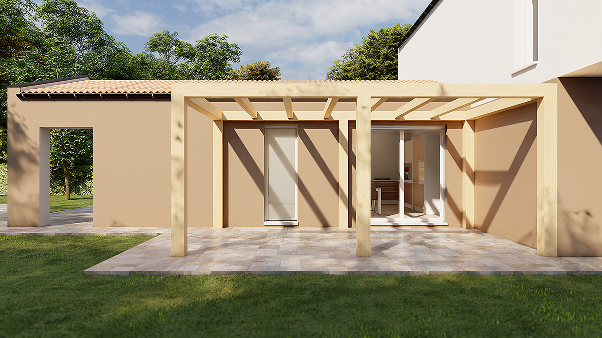 Piazzola Rendering - Living Wood House